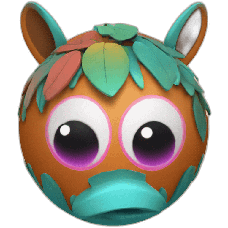 3d sphere with a cartoon colorful terracotta Mule skin texture with feminine eyes emoji