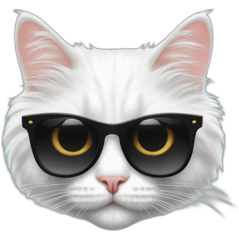 Fluffy cat turkish van in black sunglasses emoji