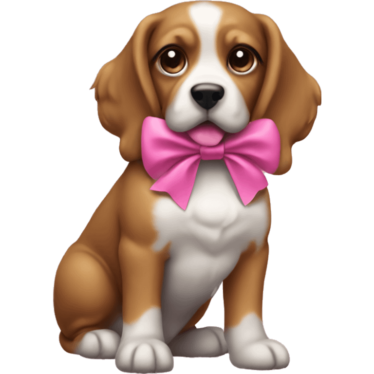 shit zu dog with a pink bow emoji