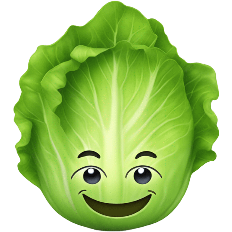 lettuce with a happy face holds a mirror in his hand and looks at it emoji