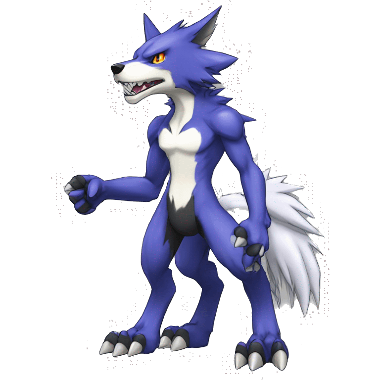  Cool Edgy Digimon-Fakemon-Garurumon-Loogamon-Dorulumon-Wolf full body emoji