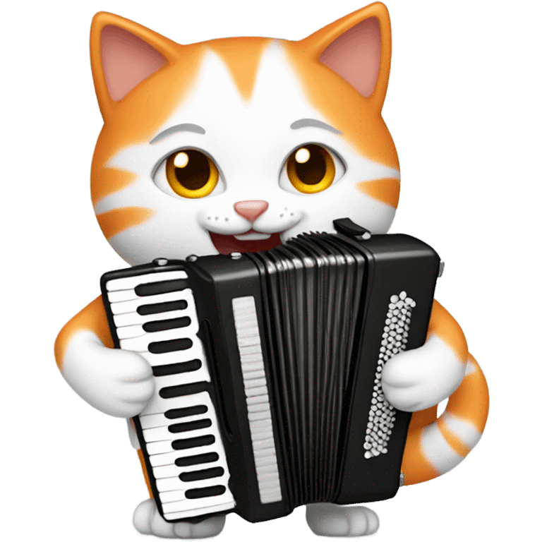 white-orange cat playing the accordion  emoji