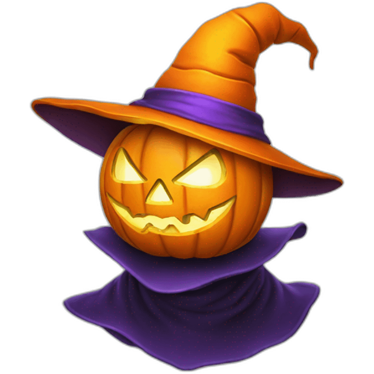 jack-o-lantern wearing wizard hat emoji