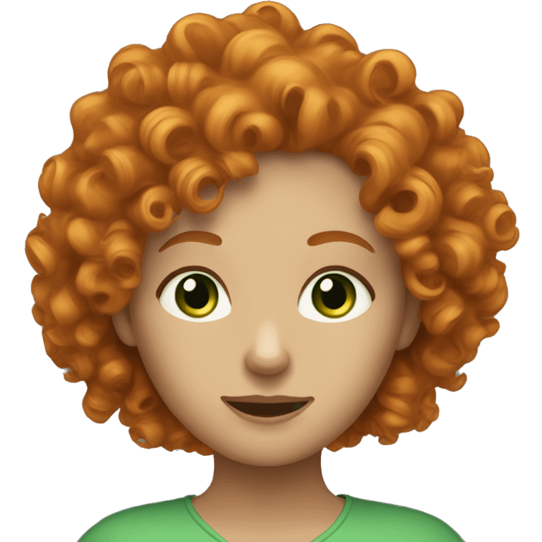 Curly hair ginger women with green eyes  emoji