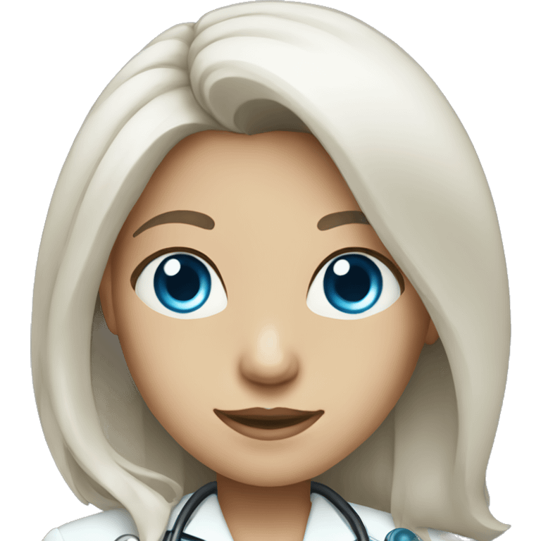 standing female doctor with full length hair and Blue eyes  emoji