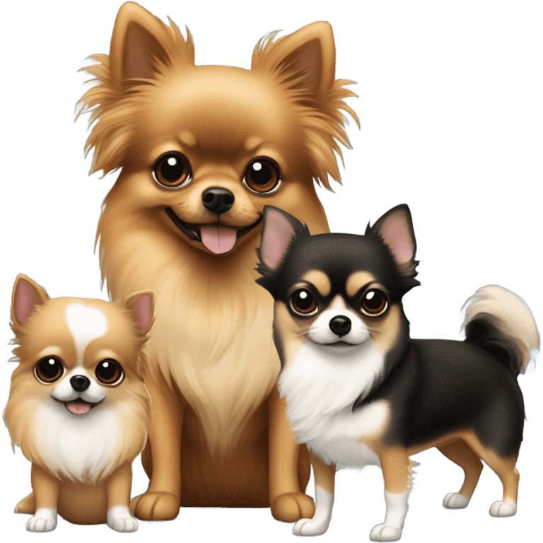 black/tan pomeranian best friends with 2 chihuhuas emoji