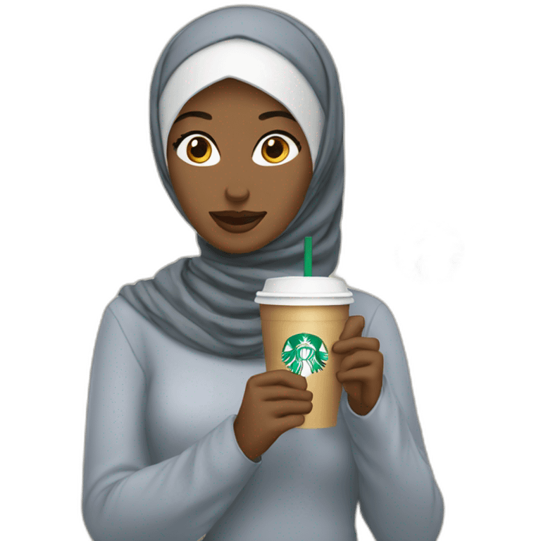 lady wearing hijab sipping starbucks emoji