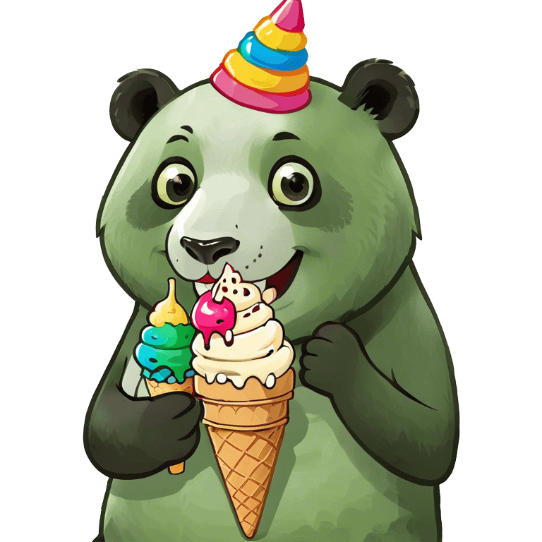 Panda eating ice cream emoji