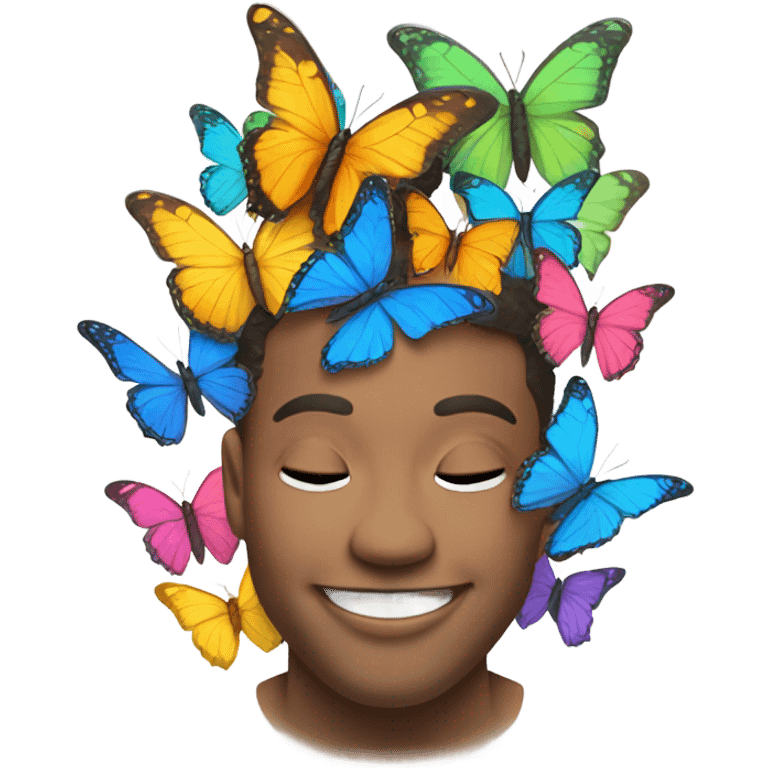 Butterflies on emoji face emoji