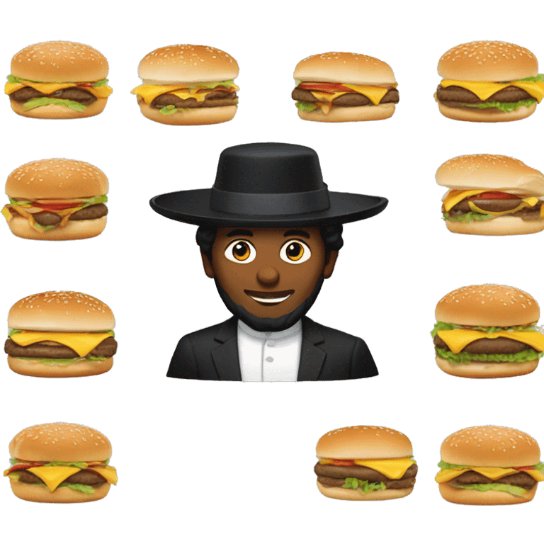 Amish person in McDonald’s wearing bonnet eating cheeseburger emoji