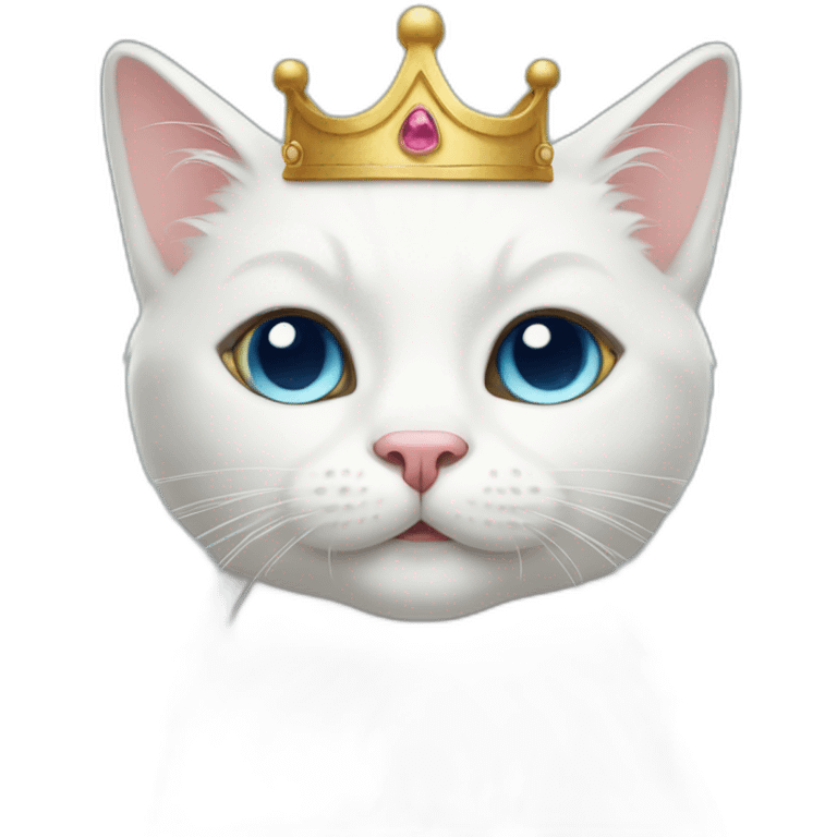 cute white cat in a crown emoji