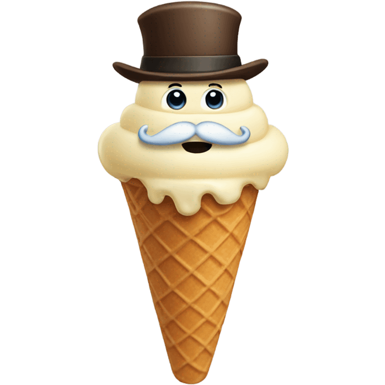 Ice cream cone with a beard  emoji