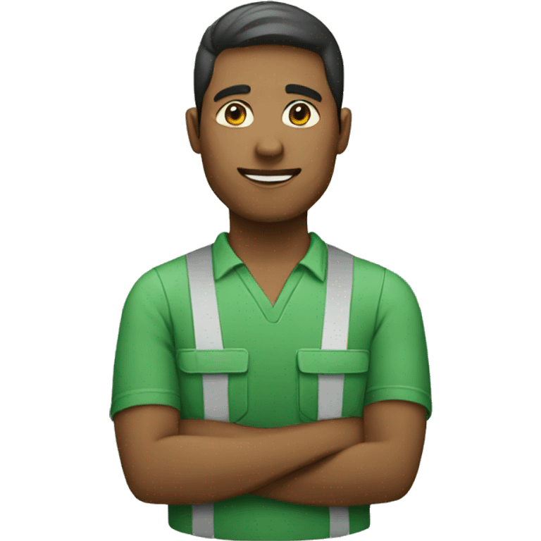 worker wearing green emoji