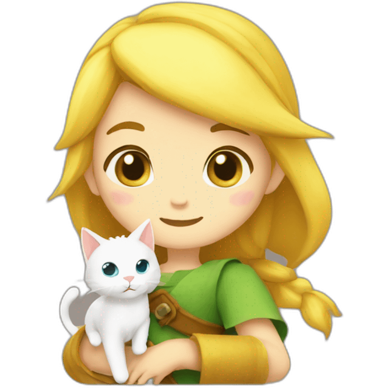 The princesse link hug a cat yellow emoji