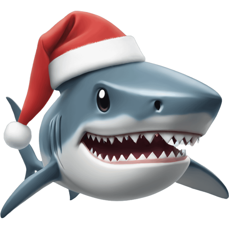 Shark in a Christmas hat emoji