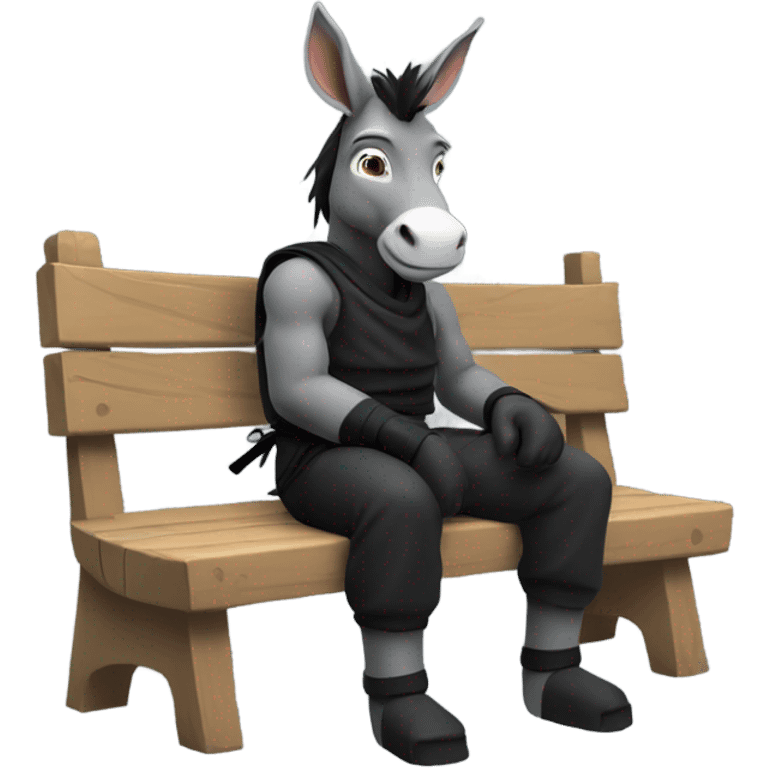 Ninja donkey sitting on bench emoji