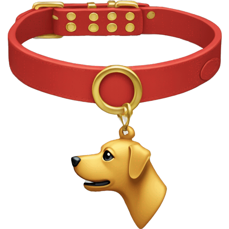 Red dog collar with a golden tag emoji