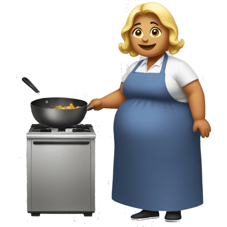 fat woman cooking emoji