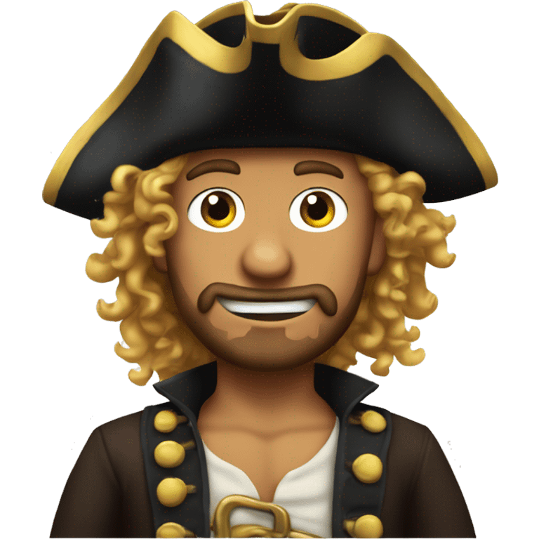 Make a pirate one-piece character with a tanned complexion and curly hair  emoji