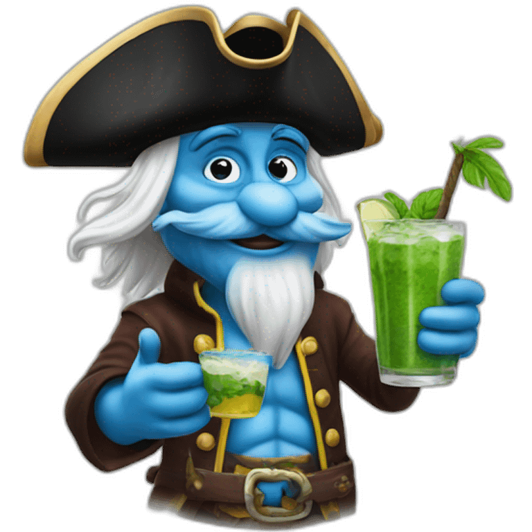 pirate Papa Smurf drinking mojito emoji