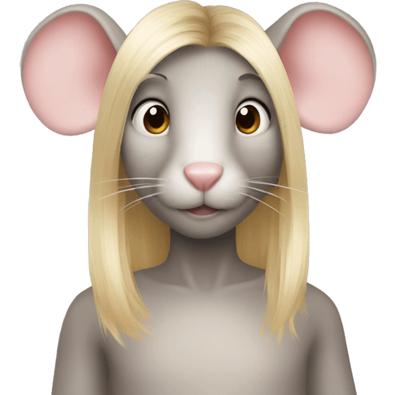 Rat and bunny hybrid with blond human hair emoji