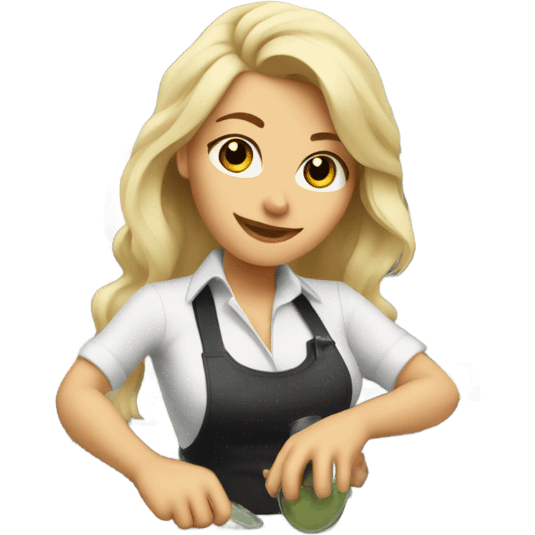 blonde female bartender making a drink emoji