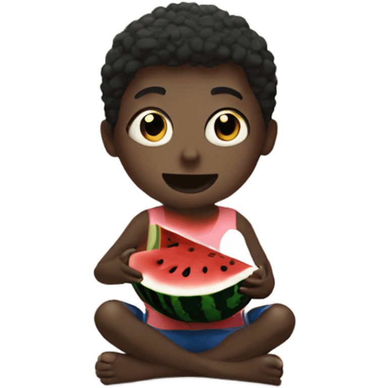 dark person eating water melon emoji