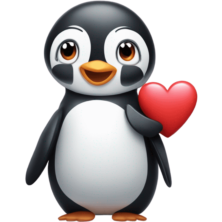 Cute penguin with heart in his hand emoji