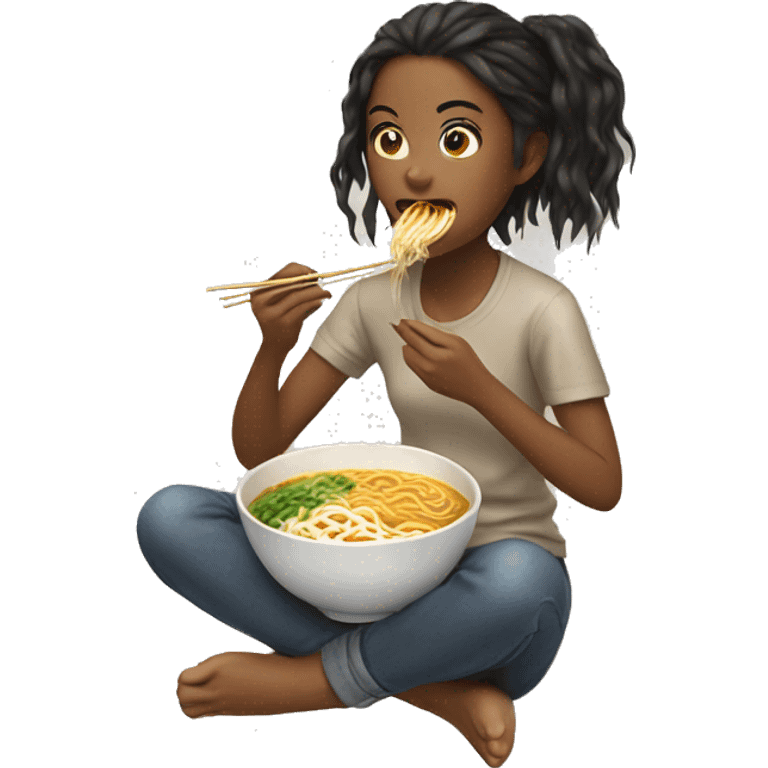 Girl eating ramen emoji