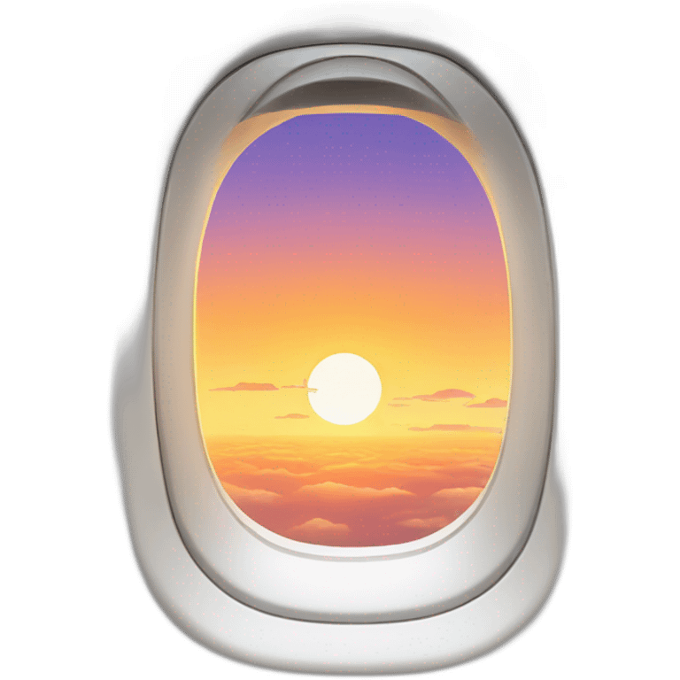 Plane window with sunset emoji