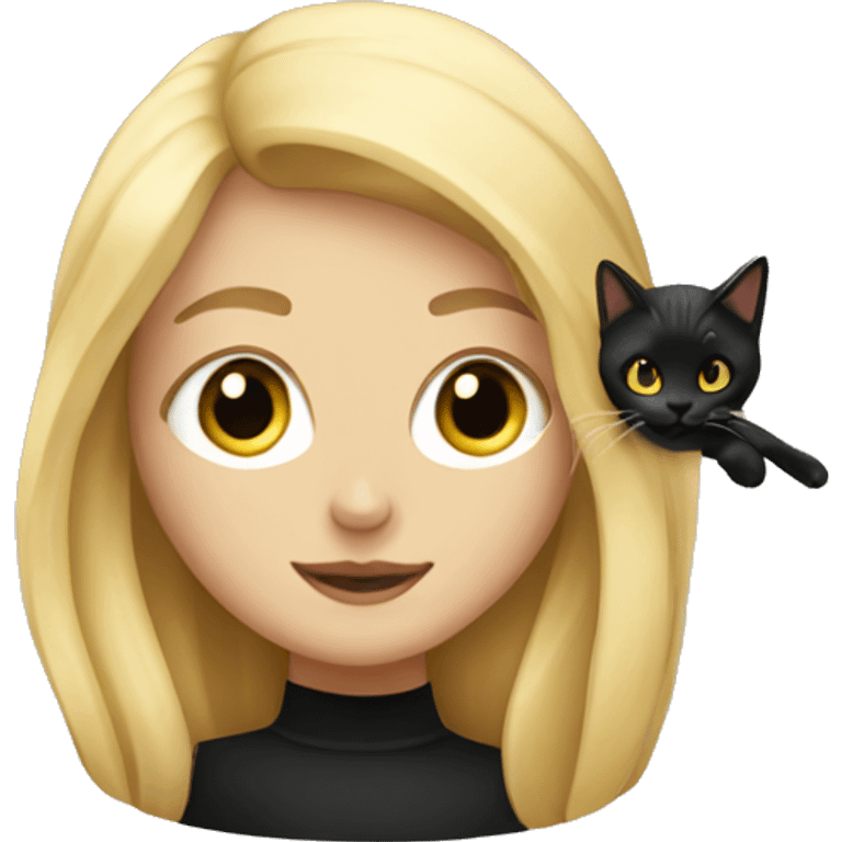 Blonde girl with black cat emoji