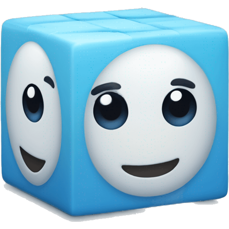 A cute blue cube emoji