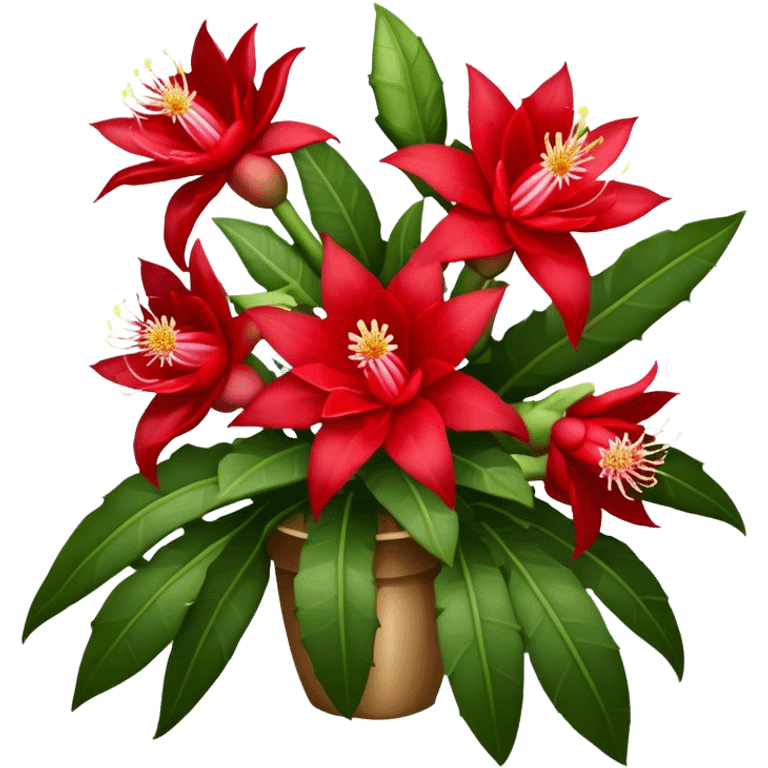 big bouquet Red Epiphyllum, luxuriant, stem, leaf emoji