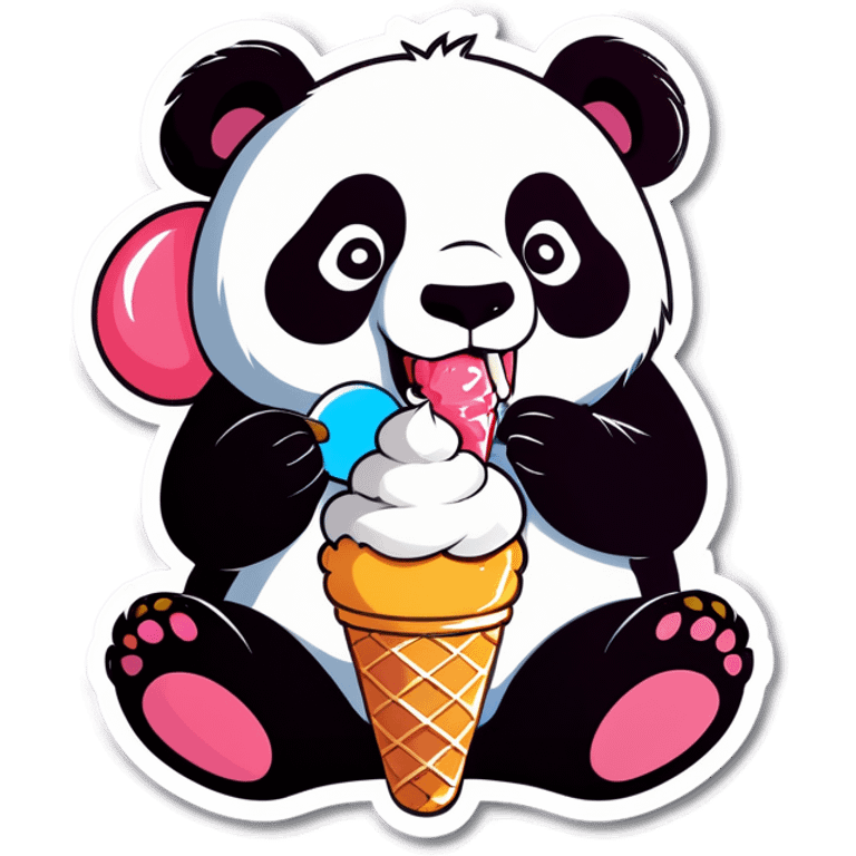 Panda eating ice cream emoji