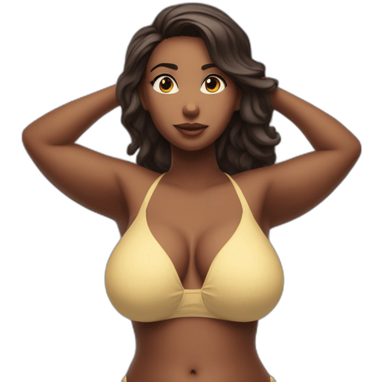 Slim-thicc woman bikini hands on hips pose (beach body) emoji