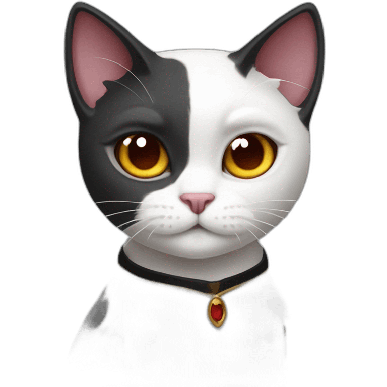 Vampire black point white cat emoji