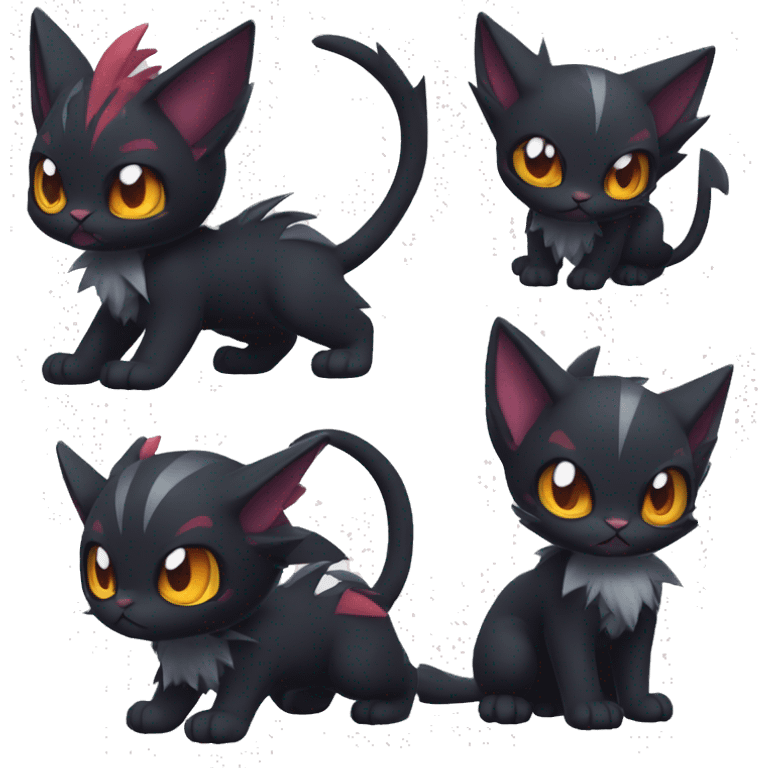 Cool Cute Edgy Black Dark Chibi Cat-Noibat-Noivern-Litten-Fakémon-hybrid emoji