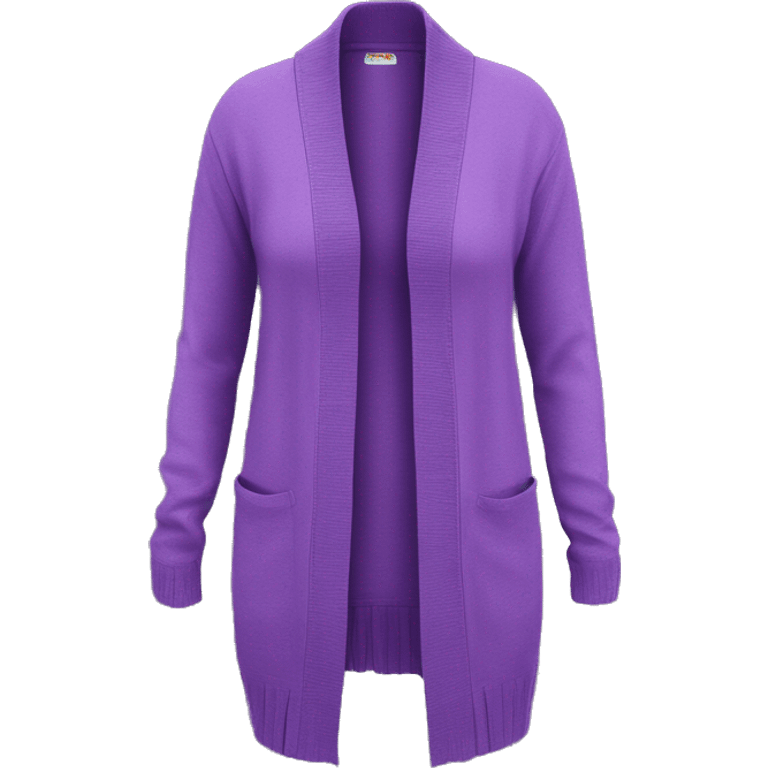 Realistic isolated open long length thin royal purple feminine cardigan with pockets. emoji