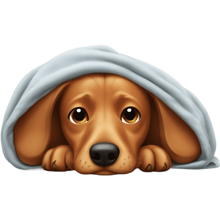 Wiener dog sleeping under blanket emoji