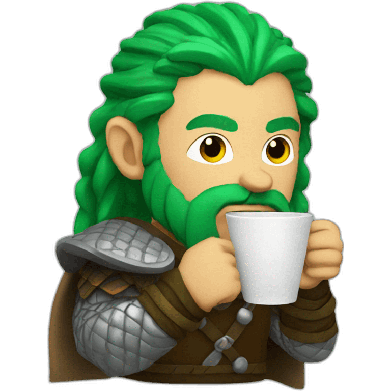 Green Haired Viking Drinking Coffee emoji