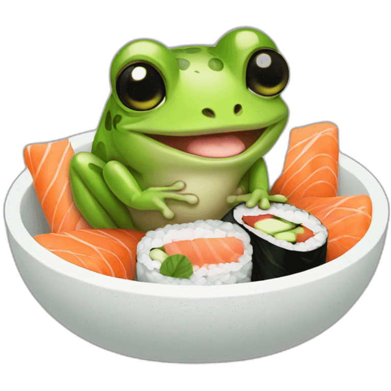 Cute Baby frog eating sushi emoji