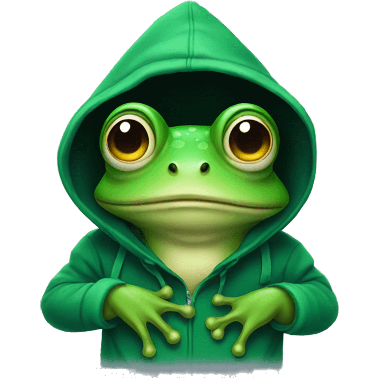 Frog wearing a hoodie emoji