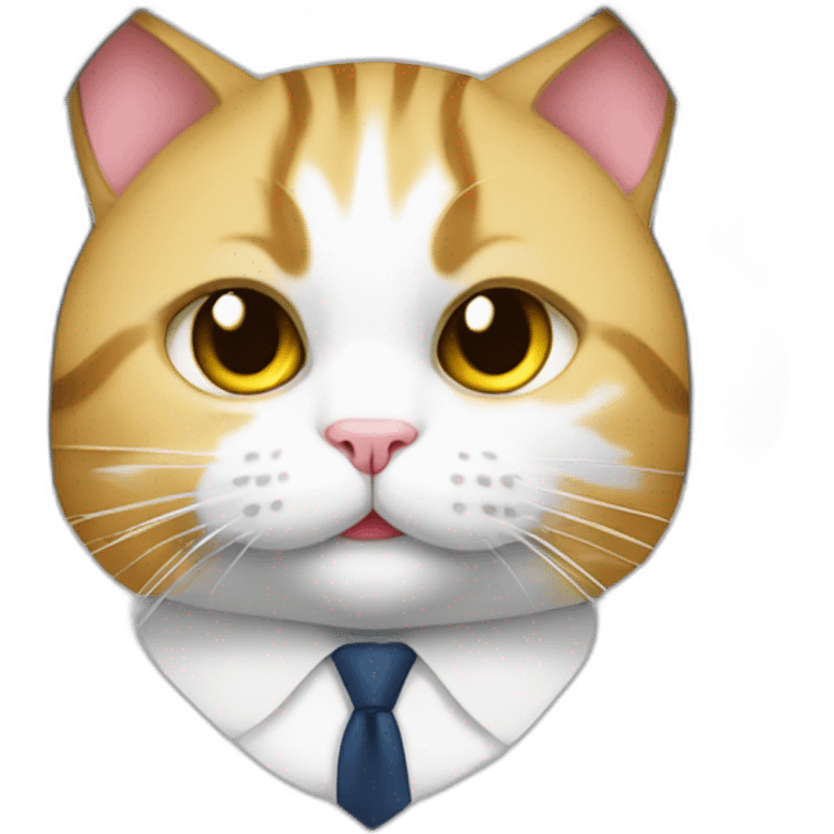 chubby cat with headphones, tie, formule 1 tshirt emoji