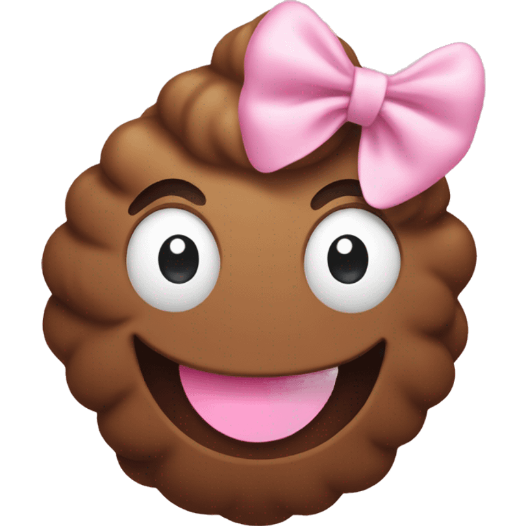 smiling brown poop wearing light pink bow emoji