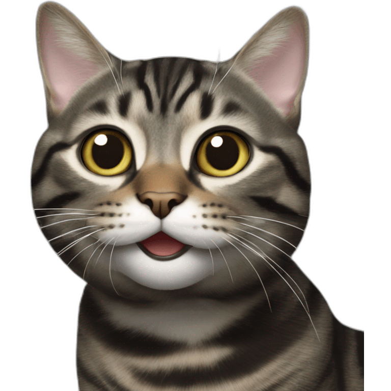 Black mackerel tabby cat being silly emoji