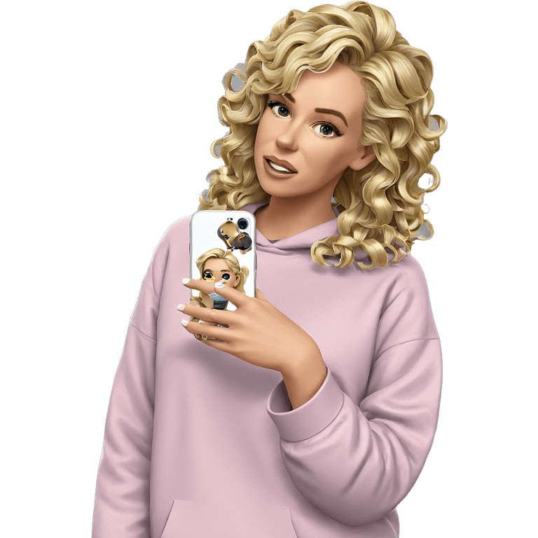 blonde girl with smartphone emoji