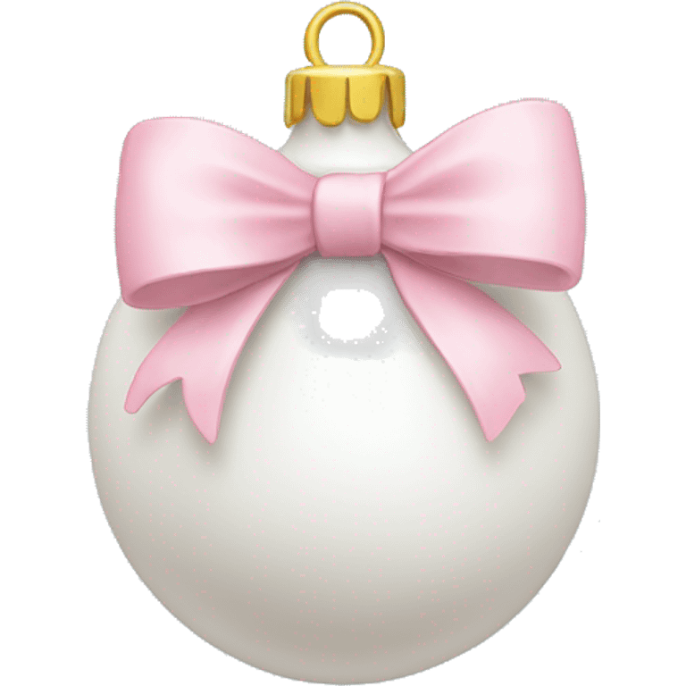 Plain White Christmas ornament with a light pink bow on top emoji