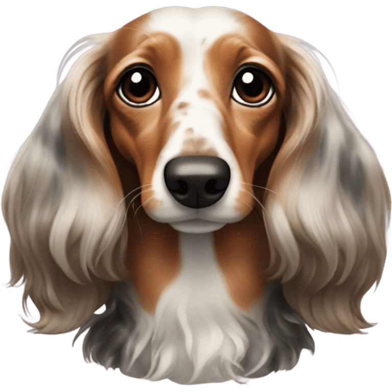 Long-haired marble dachshund emoji