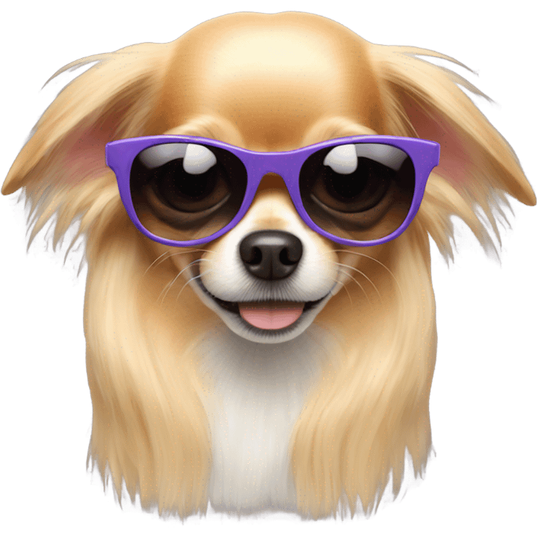 Long hair chihuahua with sunglasses  emoji