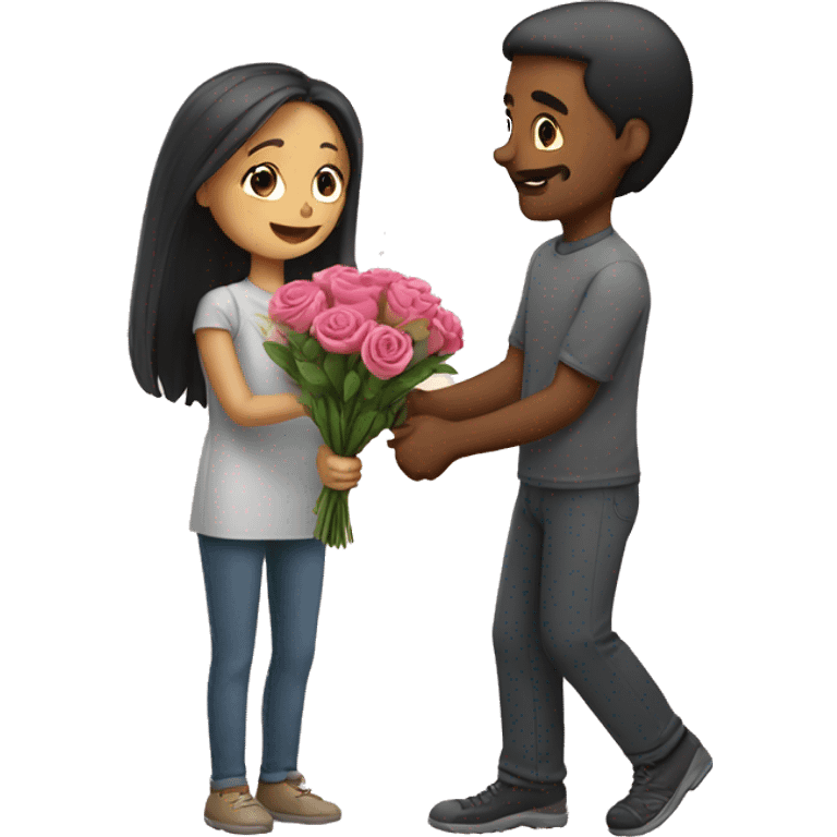 man giving girl flowers  emoji